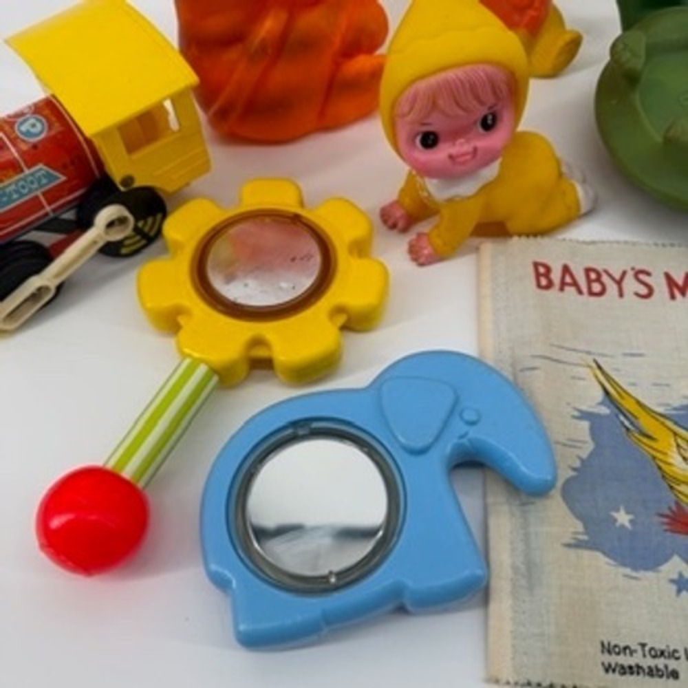 Vintage Baby Toy Lot‎ Rubber Squeaky Fisher Price Avon Cloth Book - Picture 2 of 16